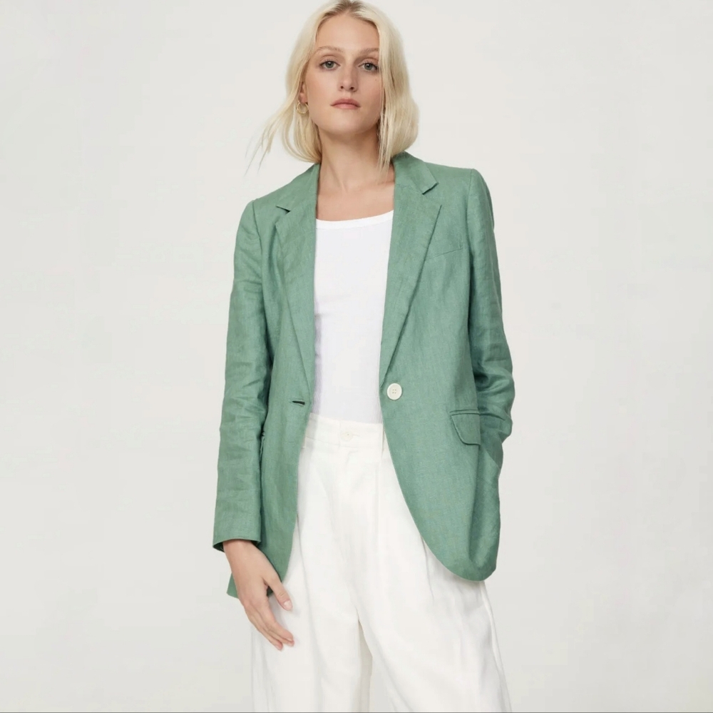 Madewell Green Linen Larsen Blazer | Size Medium